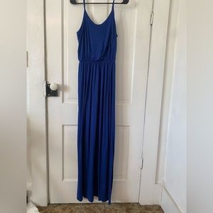 All In Favor Lush maxi long blue knit flowy dress small sleeveless